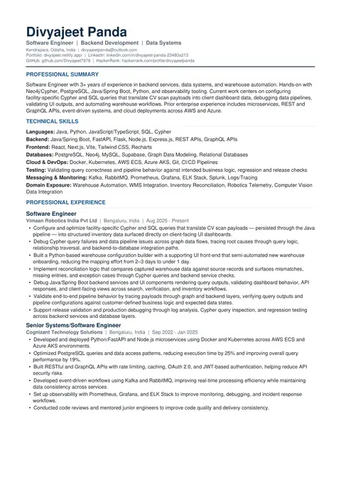 First page of Divyajeet Panda's resume